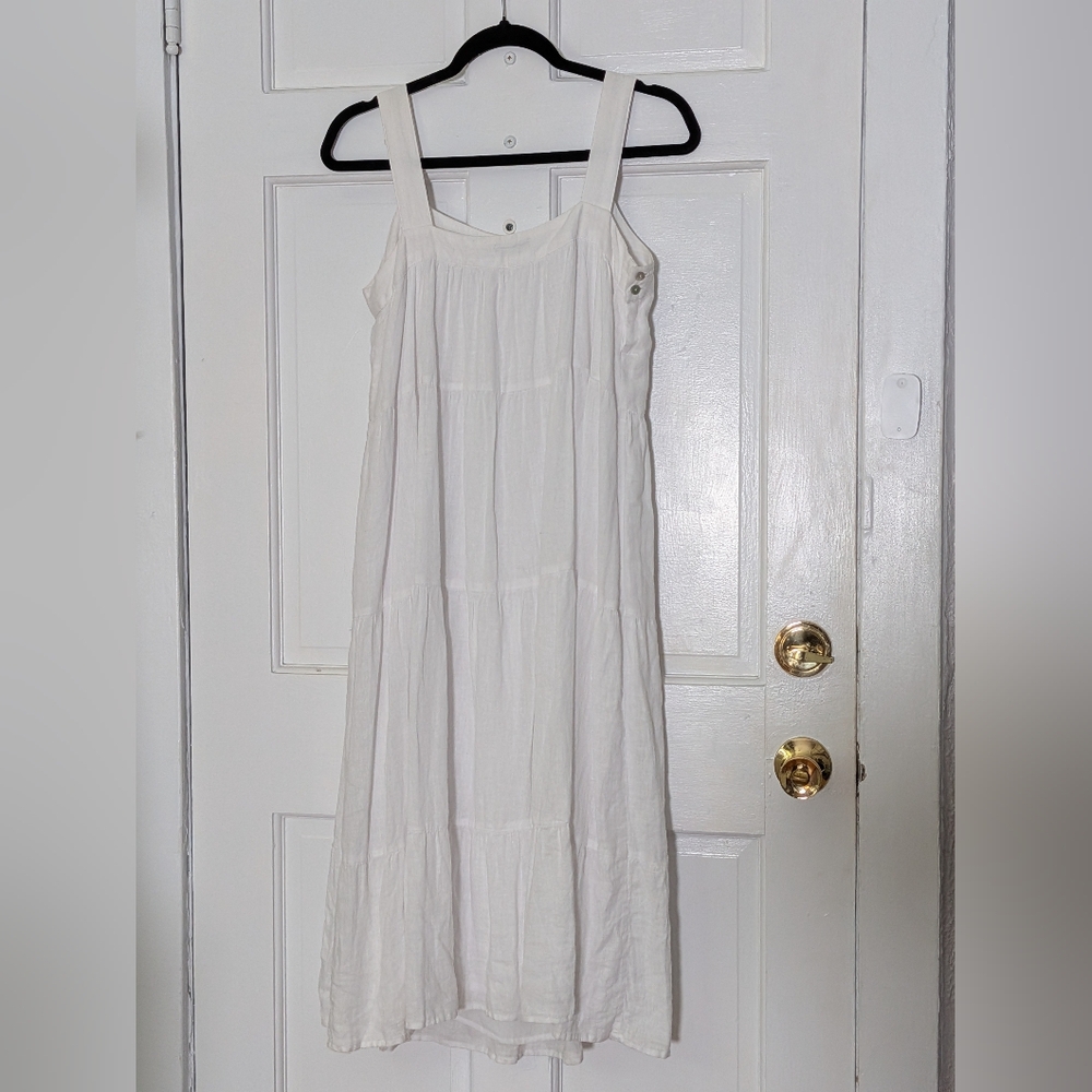 Rails Amaya Midi Dress White Linen Blend Tiered Sleeveless Size M - Picture 6 of 6